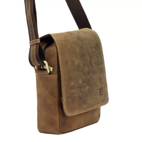    Nordee MSD-02 GM03 HUNTER hnedá kožená pánska bočná taška, taška cez rameno 19 x 22 x 9 cm