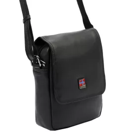    Nordee MSD-02 GM04 NAPPA čierna pánska kožená bočná taška, taška cez rameno 18 x 21 x 8 cm