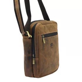    Nordee MSD-02 GM06 HUNTER hnedá pánska kožená bočná taška, taška cez rameno 18 x 21 x 8 cm