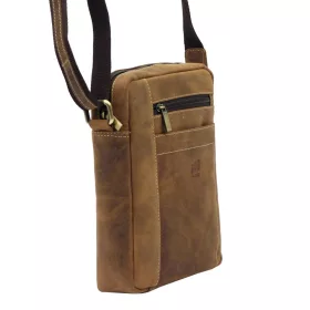    Nordee MSD-02 GM08 HUNTER hnedá pánska kožená bočná taška, taška cez rameno 20 x 26 x 7 cm
