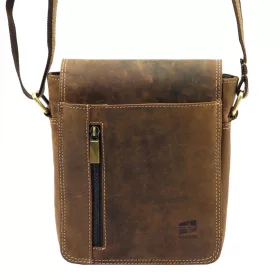    Nordee MSD-02 GM09 HUNTER hnedá pánska kožená bočná taška, taška cez rameno 20 x 21 x 8 cm