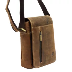    Nordee MSD-02 GM09 HUNTER hnedá pánska kožená bočná taška, taška cez rameno 20 x 21 x 8 cm