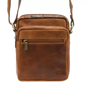    Nordee MSD-03 GM01 hnedá pánska kožená bočná taška, taška cez rameno 18 x 21 x 9 cm
