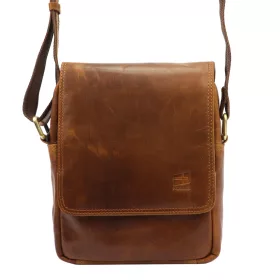    Nordee MSD-03 GM03 hnedá pánska kožená kabelka cez rameno 21 x 23 x 7 cm