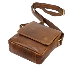    Nordee MSD-03 GM03 hnedá pánska kožená kabelka cez rameno 21 x 23 x 7 cm