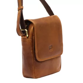    Nordee MSD-03 GM04 hnedá pánska kožená bočná taška, taška cez rameno 18 x 21 x 8 cm