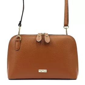    MiaMore 01-043 koňaková dámska kožená kabelka cez rameno, crossbody kabelka 26,5 x 16,5 x 8 cm