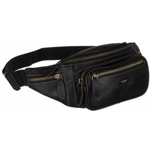  Pánska kožená taška na opasok Peterson PTN WB-2506-COM čierna 34 x 13 x 7 cm