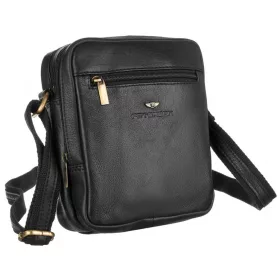   Pánska kožená crossbody kabelka Peterson PTN 374-NDM čierna 20 x 25 cm