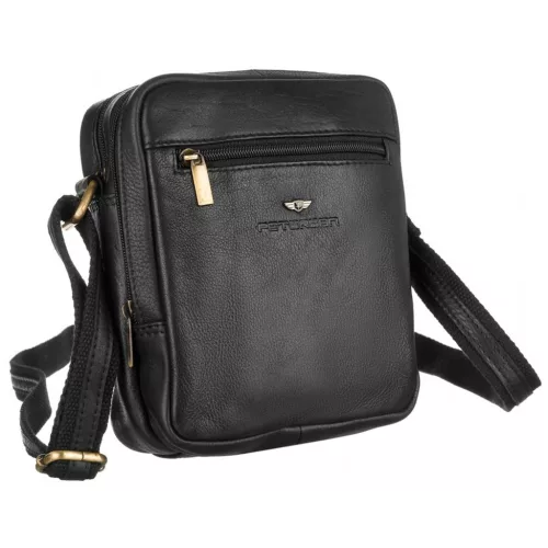Pánska kožená crossbody kabelka Peterson PTN 374-NDM čierna 20 x 25 cm