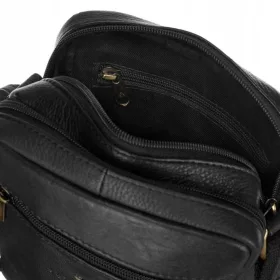  Pánska kožená crossbody kabelka Peterson PTN 374-NDM čierna 20 x 25 cm