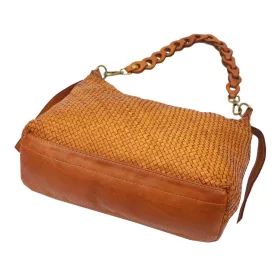    Dámska kožená kabelka cez rameno VS 025 koňakovohnedej farby 38 x 30 x 12 cm