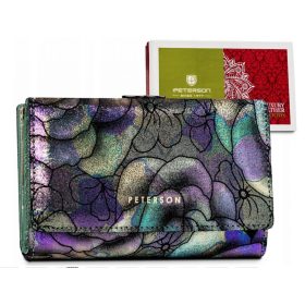   Peterson PTN 42108-MD zeleno-šedá kvetinová kožená peňaženka 14,5 x 9 cm