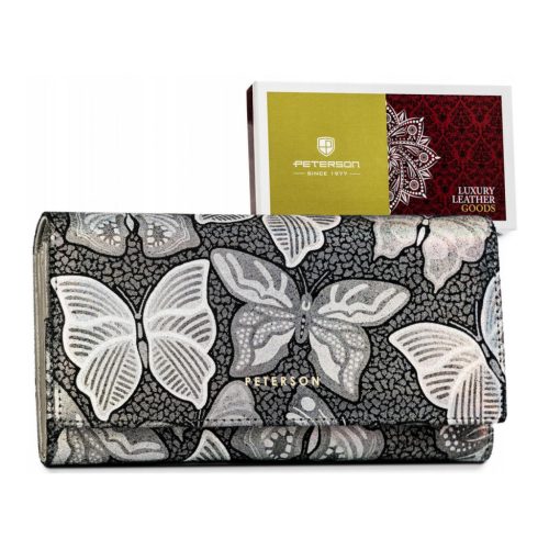  Dámska kožená peňaženka Peterson PTN 42122-ONBF v sivej farbe 18,5 x 10 x 3,5 cm