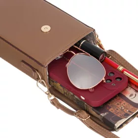    Dámska hnedá taška cez rameno Peterson PTN M-16 s držiakom na mobilný telefón 10,5 x 18,5 x 6 cm