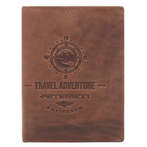  Pánska kožená peňaženka Peterson PTN N4-BE-TRAVEL v koňakovej farbe