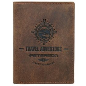    Kožená pánska peňaženka Peterson PTN N4-BE-TRAVEL hnedá