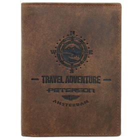    Kožená pánska peňaženka Peterson PTN N4-BE-TRAVEL hnedá