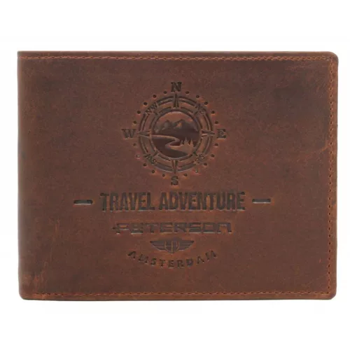 Peterson PTN N992-BE-TRAVEL mogyoró férfi bőr pénztárca 12.8 x 9.5 x 2.8 cm