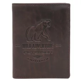  Pánska hnedá kožená peňaženka Peterson PTN N4-BE-BEAR