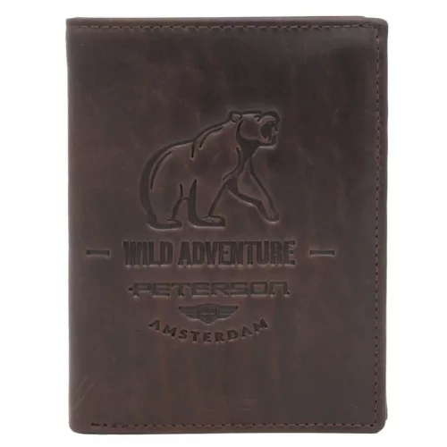  Pánska hnedá kožená peňaženka Peterson PTN N4-BE-BEAR