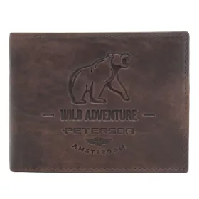    Pánska hnedá peňaženka z hovädzej kože Peterson PTN N992-BE-BEAR