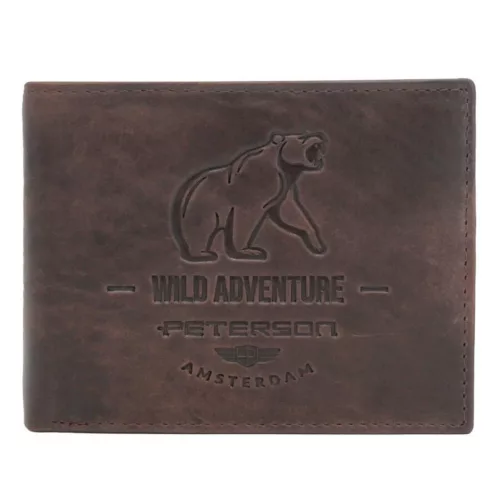 Pánska hnedá peňaženka z hovädzej kože Peterson PTN N992-BE-BEAR