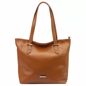    MiaMore 01-058 hnedá dámska kožená taška cez rameno, shopper 40 x 30 x 12 cm
