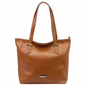    MiaMore 01-058 hnedá dámska kožená taška cez rameno, shopper 40 x 30 x 12 cm