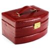  Dámsky kožený kufor PATRIZIA BEAUTY-18020-BL červený 16 x 12,5 x 22 cm