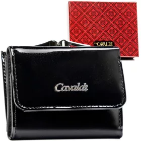    Dámska kožená peňaženka Cavaldi PX32-JMP čierna 9,5 x 7,5 cm