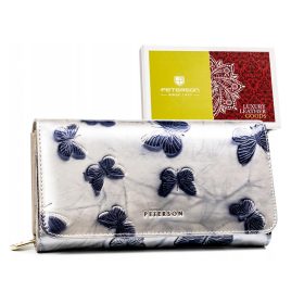    Peterson PTN 421077-BF SILVER strieborná dámska kožená peňaženka 19 x 10,5 x 4 cm