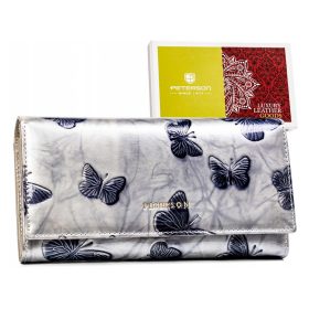    Peterson PTN 42122-BF SILVER strieborná dámska kožená peňaženka 18,5 x 10 x 3,5 cm