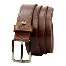   Pierre Cardin 5072 KAM02 koňakovo hnedý pánsky opasok z hovädzej kože 125 x 3,5 cm