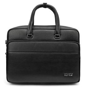    Northampton Polo Club PC3182 čierna unisex kožená aktovka, taška na notebook 15,6" 38 x 30 x 11 cm