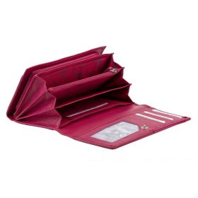    Dámska saténová purpurová kožená peňaženka Giorgio Carelli