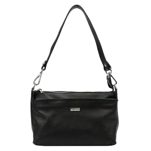  Dámska kožená kabelka cez rameno MiaMore 01-016 čierna 28 x 17 x 11 cm