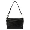  Dámska kožená kabelka cez rameno MiaMore 01-016 čierna 28 x 17 x 11 cm