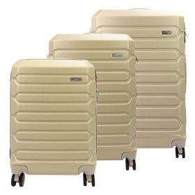    Pierre Cardin béžová abs 3-dielna sada kufrov s pevným vekom 53/65/72 cm