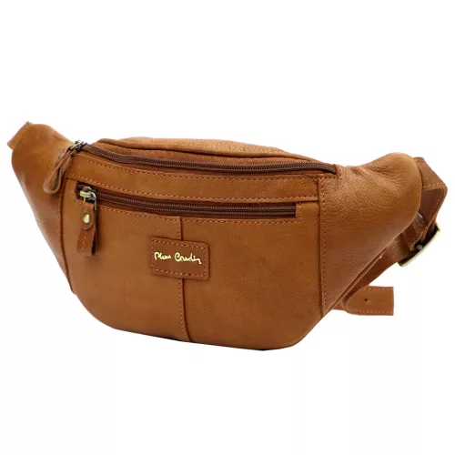  Dámska hnedá kožená kabelka na opasok Pierre Cardin TILAK112 9323 34 x 15 x 8 cm