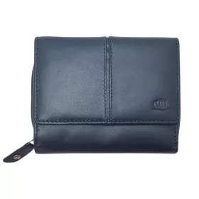    Saténová modrá kožená peňaženka Giorgio Carelli 12,5 × 10 cm
