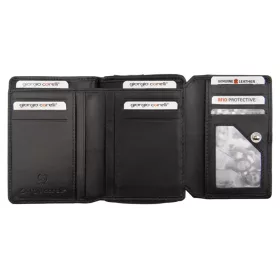    Saténová modrá kožená peňaženka Giorgio Carelli 12,5 × 10 cm