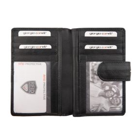    Dámska čierna kožená crossbody peňaženka Giorgio Carelli s RFID ochranou