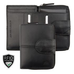    Dámska čierna kožená crossbody peňaženka Giorgio Carelli s RFID ochranou, 12×9cm