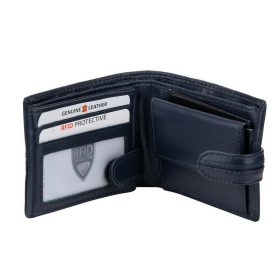    Pánska modrá kožená crossbody peňaženka Giorgio Carelli s RFID ochranou