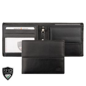    Čierna pánska kožená peňaženka Giorgio Carelli s RFID ochranou, 12×9,5 cm