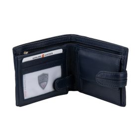    Pánska modrá kožená crossbody peňaženka Giorgio Carelli s RFID ochranou
