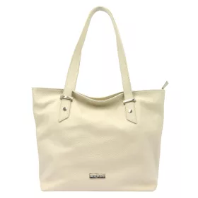    MiaMore 01-058 béžová dámska kožená taška cez rameno, shopper 40 x 30 x 12 cm