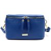 MiaMore 01-001 női kék bőr oldaltáska, crossbody 22 x 13 x 7 cm