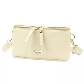    MiaMore 01-001 GOLD krémová dámska kožená kabelka 22 x 13 x 7 cm